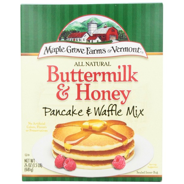 Maple Grove Farms Pancake Mix Buttermilk & Honey, 24-Ounce (Pack of 6)