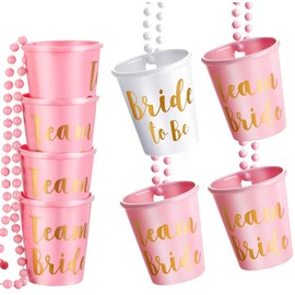 zalati Shot Glasses Necklace 8pcs Plastic Cups with Beaded for Bridal Wedding Party Decoration - The White & The Pink