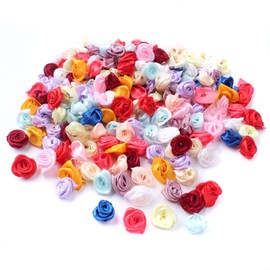 Whakano Pack of 100 Mini Artificial Flowers Rose Heads 1.5 cm, Satin Roses for Crafts, Flower Appliques, Decorative Roses, Small Rose Heads for Valentine's Day, Mother's Day, Wedding, Party, Home