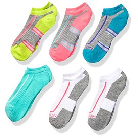 Fruit of the Loom Girl's Everyday Active Cushioned No Show - 6 Pair Pack Casual Sock, Grey Assorted, 10.5-4 US