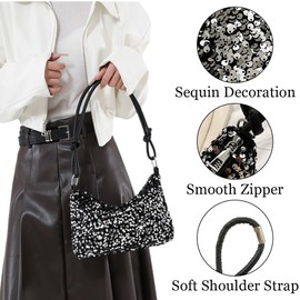 AiNinXun Glitter Bag Women's Sequin Handbag Small Glitter Bag Women Evening Bag Clutch Glitter Women's Clutches Mini Shoulder Bag Elegant Handbags Small Bag for Party Wedding, silver