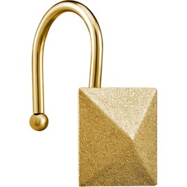 EleCharm Gorgeous Gold Shower Curtain Hooks Rings, Set of 12 Brass Decorative Shower Hanger Rings Metal Rustproof for Bathroom Curtain Rods (Square Pyramid)