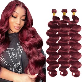 Labamiya Human Hair Bundles 8 10 12 Inch Burgundy 99J Body Wave Bundles Human Hair 12A Unprocessed Soft Sewn In Wave Hair for Black Women with Double Weft