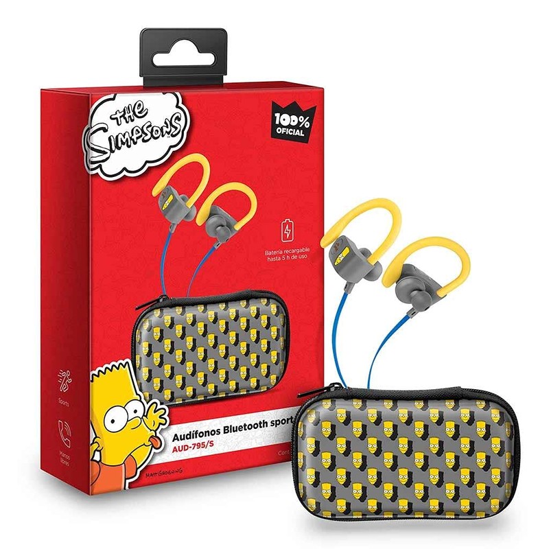 STEREN Audífonos Bluetooth Sport Free con Cable Plano The Simpsons™-Bartface