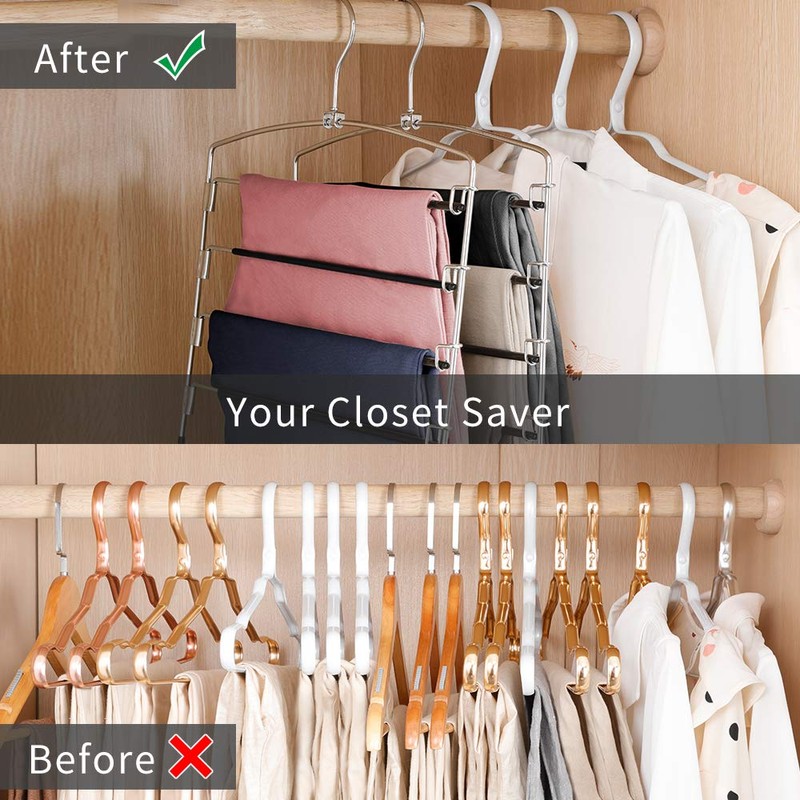 FeeraHozer Pants Hangers Non Slip 3 Pack Space Saving Hangers
