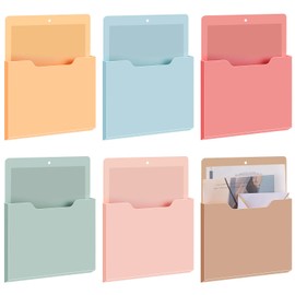 Fuutreo 6 Pcs Magnetic Wall File Organizer Magnetic Wall File Holder Refrigerator Magazine Holder for Mail Letters Paper(Light Vintage,12.2 x 9.4 Inch)