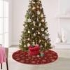Christmas Tree Skirt 36 Inches(90cm), Gold Snowflakes Red Tree Skirt,