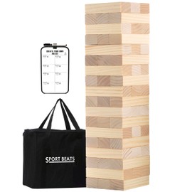 SPORT BEATS Giant Tower Game Outdoor Games 54 Blocks Stacking Game Includes Carry Bag and Scoreboard