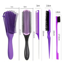 MUNZE Haarbürste Mit 200Ml Haar Sprühflasche, Entwirrbürste Für Naturhaar Für Afro Haare 3A Bis 4C Verworrenes, Welliges, Lockiges Haar, Mit 3 Stück Toupier Bürste Set Doppelkanten Bürste