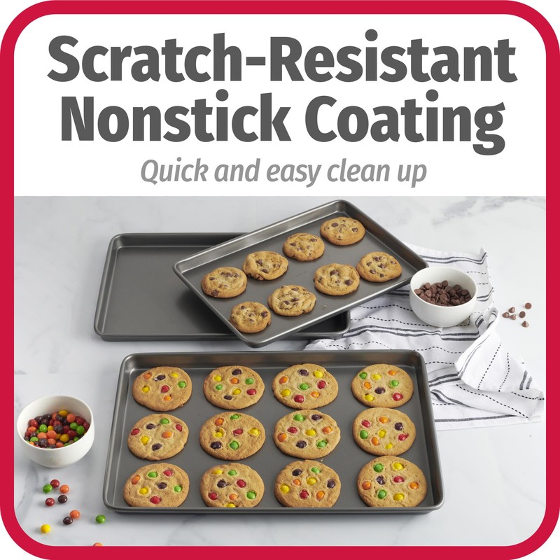 GoodCook Everyday Nonstick Baking Sheet Set, 3 Pack Includes One