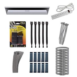 Electriduct Desk Cable Management KIT Tray, Wire Sleeve Wrap, Cable Ties - Gray
