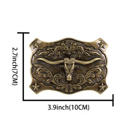 XGALBLA Native American Cool Bull Head Vintage Western Cowboy Belt Buckle for Men Large, Style 1- Vintage Gold Tone, Large