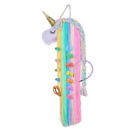 Febbya Hair Clips Storage Girls Unicorn Headband Holder Kids Hair Accessories Headband Holder Organiser Rainbow Yarn Tassels Decorations