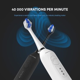 Aquasonic Duo - Dual Handle Ultra Whitening 40,000 VPM Wireless Charging Electric ToothBrushes - 3 Modes with Smart Timers - 10 Dupont Brush Heads & 2 Travel Cases Included
