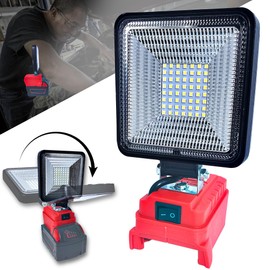 Cordless LED Work Light for Milwaukee 18v Battery, 30w 3000lumens Battery Powered Work Lights for Battery, Portable LED Light with Two USB Charging Port for Workshop, Outdoor, Emergencies