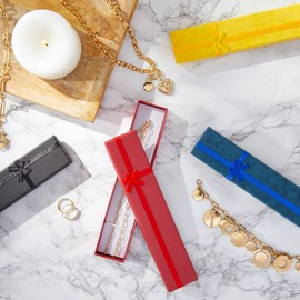 Juvale Necklace Boxes for Jewelry Gift - 24 Pack, 6 Colors, 7.9 x 1.6 In - Jewelry Gift Boxes with Foam Inserts & Ribbon Knot