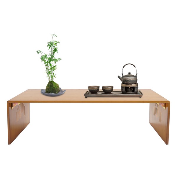 choayun 39.4 in Foldable Coffee Table, Bamboo Folding Floor Table,