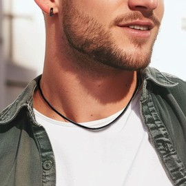 Leather Necklace Cord Necklace String Chain Black Leather Cord Necklace 16inch