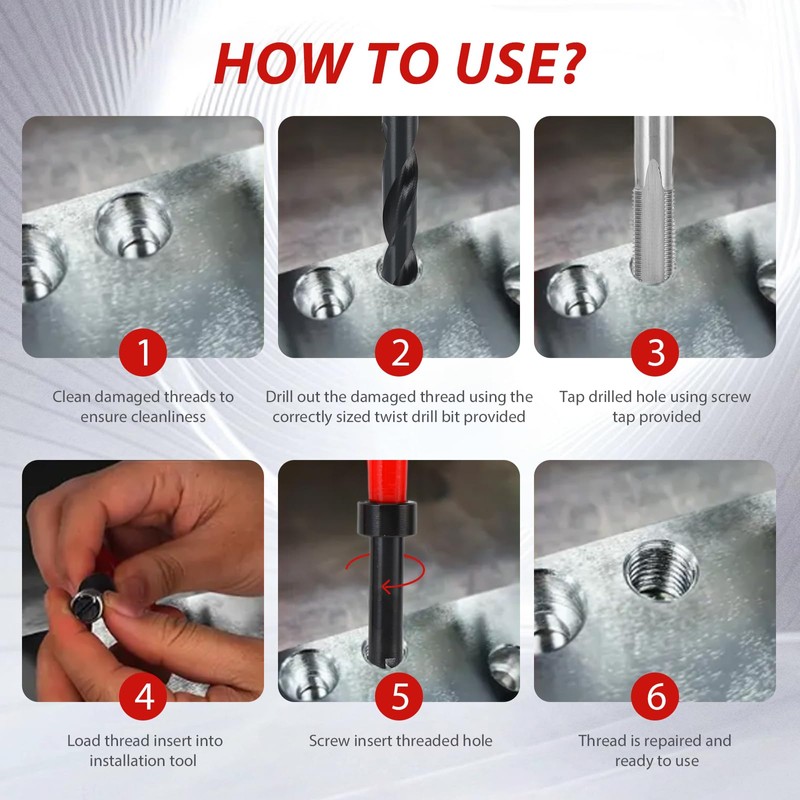 11-Piece Thread Repair Set, M16 x 1.5 Thread Insert Set,