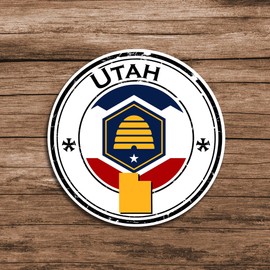 2 Pcs Utah State Sticker 3 Inch – USA State Vinyl Weatherproof Decal for Water Bottle, Laptop, Passport Notebook, Scrapbook, and More