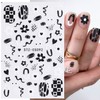 Black and White Nail Art Stickers, Flowers Butterfly Moon Stars