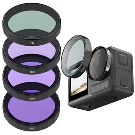 Action 5 Pro ND PL Filters, 4-Pack CPL ND8 ND16 ND32 Polarizing Neutral Density Filter HD Optical Glass/Multi Coated Lens Protector Cover for DJI Osmo Action 5/4/3 Accessories