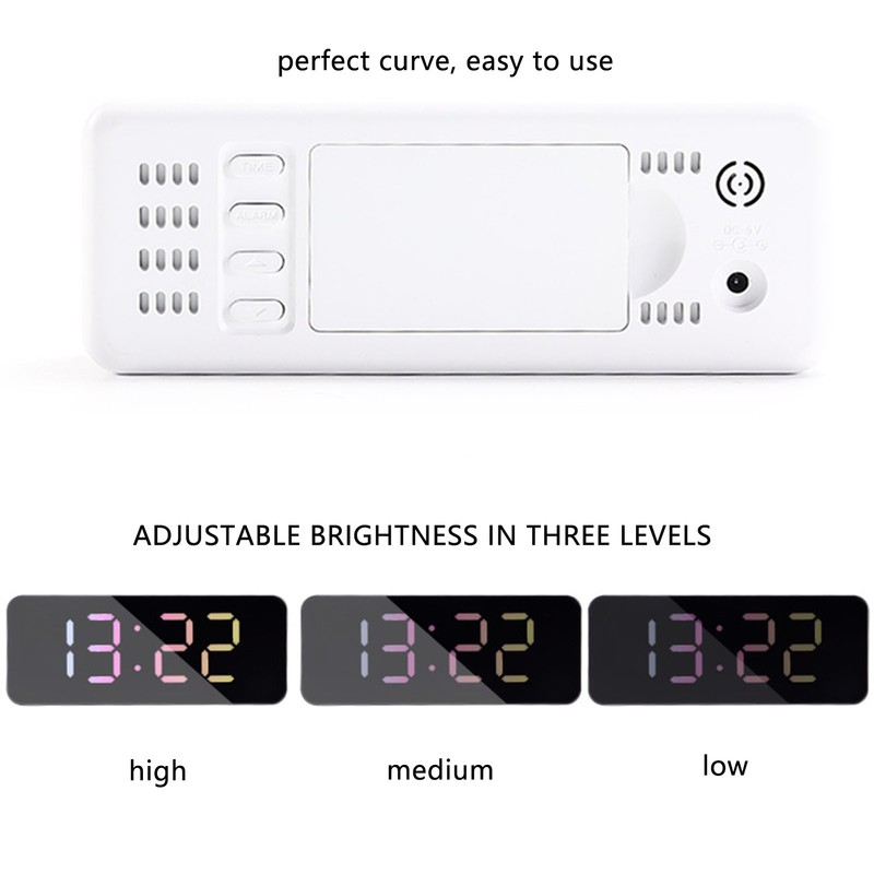 LED Clock Dual Mode Auto Dimming Temperature Display Snooze Function