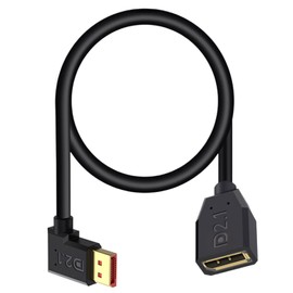 Poyiccot 54Gbps Displayport Extension Cable 1.5FT, 90 Degree Right Angle Displayport 2.1 Male to Female Cable Support for 16K@30Hz, 8K@120Hz, 4K@240Hz 165Hz, HDR, HDCP, Gaming Monitor, TV, Graphics