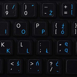 MAC ENGLISH – POLISH NON-TRANSPARENT KEYBOARD STICKERS ON BLACK BACKGROUND