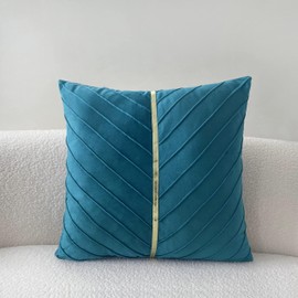 YunJeude Cushion Cover 45x45cm Nordic Set of 2 Stylish Cute Pattern Striped Velvet Decorative Gold Synthetic Leather Simple Modern Antique Natural Zipper Interior Home Decor Car Room Decoration Four