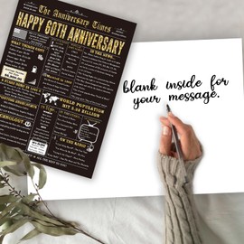 Londue 60th Anniversary Card for Mom Dad, 60 Years Anniversary Decorations Gifts for Couples Parents, Diamond Gifts for 60 Years Valentines Birthday Wedding Anniversary Day