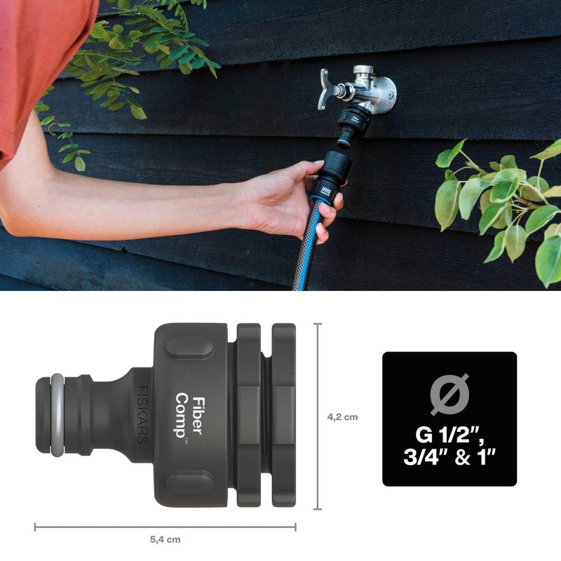 Fiskars Tap Connector, for Taps, Diameter 21 mm (G1/2 inch),