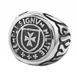 Autiga Masonic Men's Stainless Steel Templar Knight Ring Masonic Signet Ring Signum, Stainless Steel