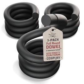 The Foamory - Clavija de espuma EVA de alta densidad, material de manualidades de cosplay de 1 metro, múltiples formas, múltiples diámetros de 5 a 40 mm, negro (3 unidades: 20 mm de diámetro, clavija