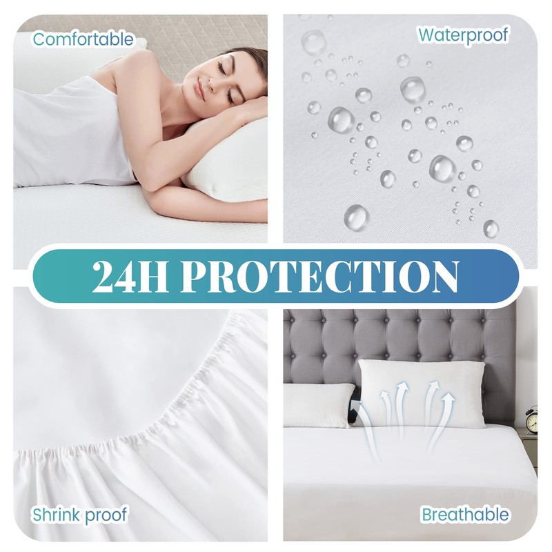 LINENOVA 100% Waterproof Mattress Protector- 1 Piece - Queen Size