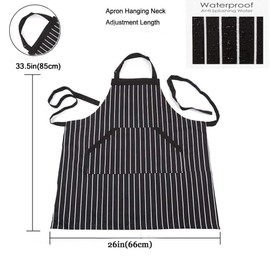 4Pack Chef Kitchen Aprons,Adjustable Waterproof Black Cooking Apron Bib Aprons with Pockets for Women Men