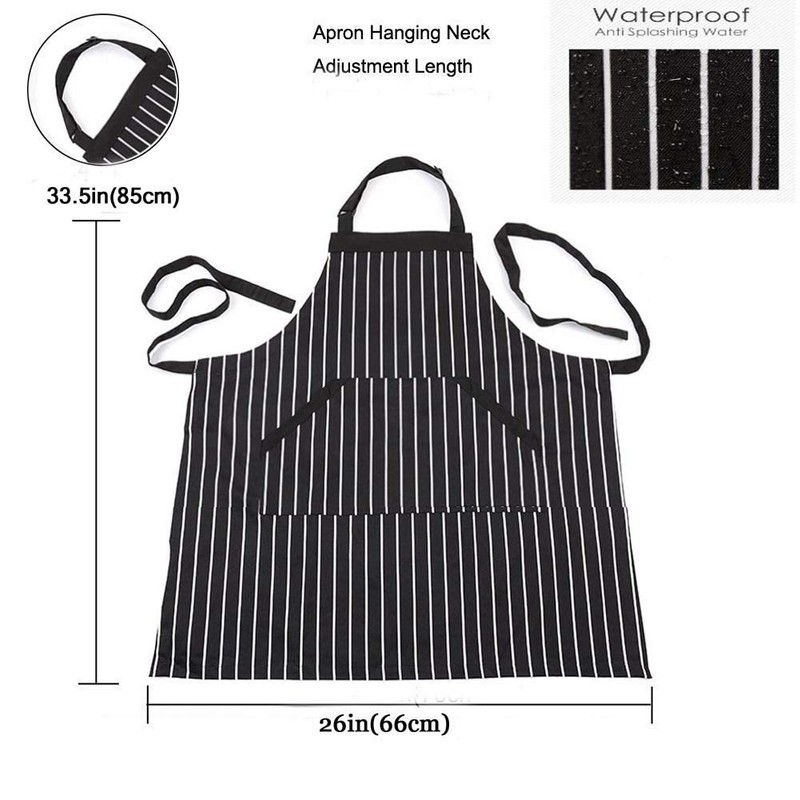 4Pack Chef Kitchen Aprons,Adjustable Waterproof Black Cooking Apron Bib Aprons