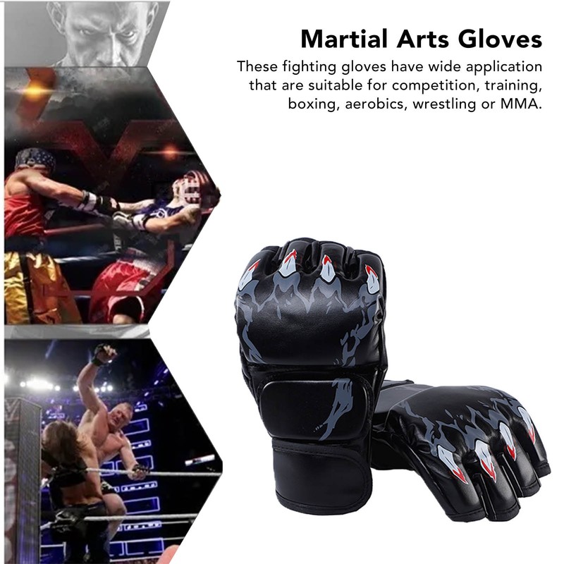 Fighting Gloves Black Tiger Paw Design Thickened Leather Latex Liner