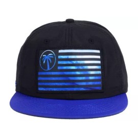 BLVD Express Flag Wave Black & Blue Lightweight Nylon 6 Panel Snapback Cap Hat