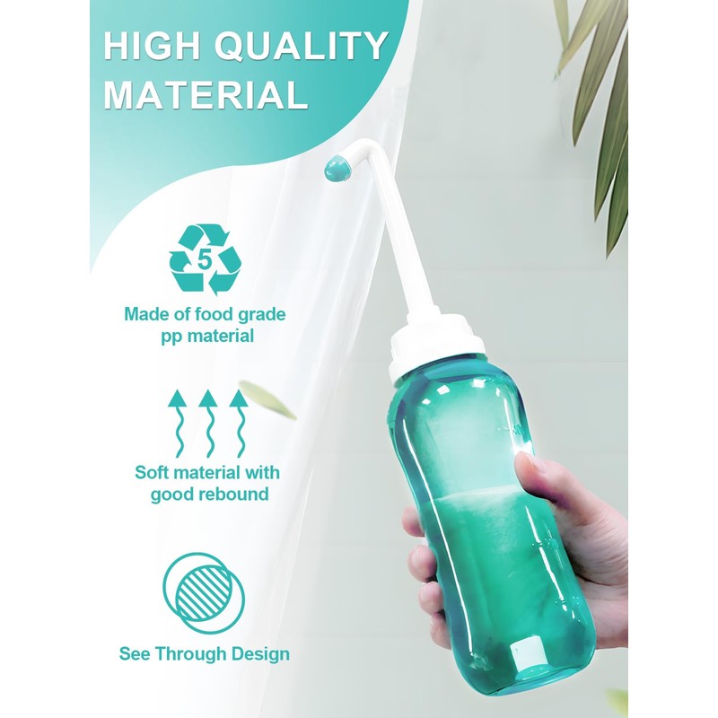 Portable Bidet Po Dusche 500 ml，Peri Bottle mit 2 Düsen