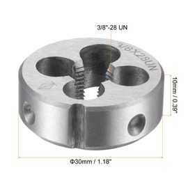 sourcing map Round Threading Dies 3/8"-28 UN, Alloy Tool Steel Machine Thread Repair Hand Tool