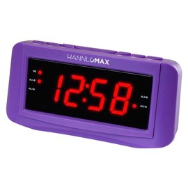 HANNLOMAX HX-117CR Alarm Clock Radio, PLL AM/FM Radio, 1.2" Red LED Display, Dual Alarm, Alarm Wake Up to Radio or Buzzer (Purple)