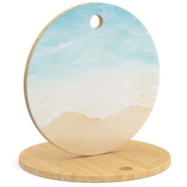 Infusion Pro Decorative Cutting Board for Kitchen, Bamboo, Round 12-Inch, Cheese and Charcuterie Board, Hole for Hanging