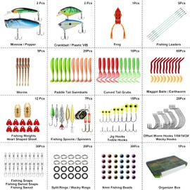 TRUSCEND Widely Used Fishing Bait Rigs Worth Every Penny, Selected Fishing Lures & Tackle Kit for Freshwater Fishing, Economic/Giftable/Premium Starter Fishing Gear Set Available