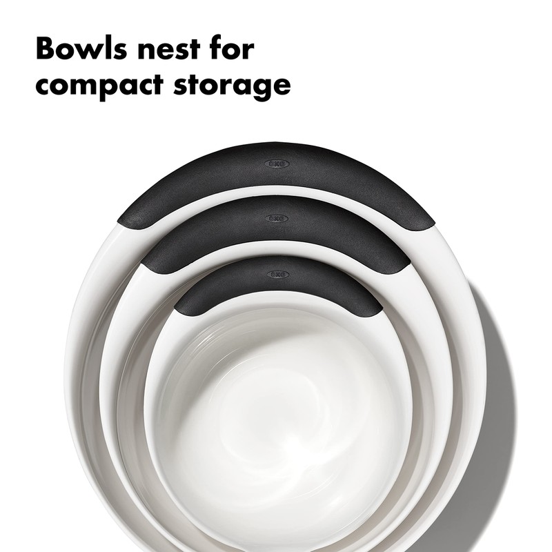 OXO Good Grips 3- Piece Plastic Mixing Bowl Set, 2500