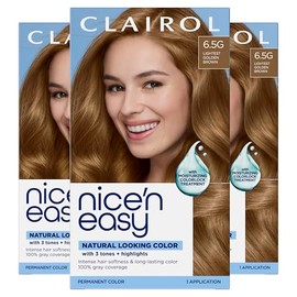Clairol Nice 'n Easy Permanent Hair Color, 6.5G Lightest Golden Brown, 3 Count