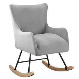 Buenanir Nursery Rocking Chair Cover Stretchable Glider Chairs Cover Slipcovers Printed Rocking Accent Armchair Slipcover for Living Room Bedroom Offices, Light Gray