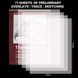 SuFly Tracing Paper for Drawing, 9 X 12'' Tracing Paper Pad, 75 Sheets Transparent ...