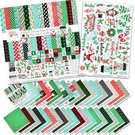 Paper & Sticker Kit - Festive Christmas - 17 Double-Sided 12x12 Papers with 33 Designs & 1 8X12 Sticker Sheet - Scrapbooking Card Making Crafting - by Miss Kate Cuttables