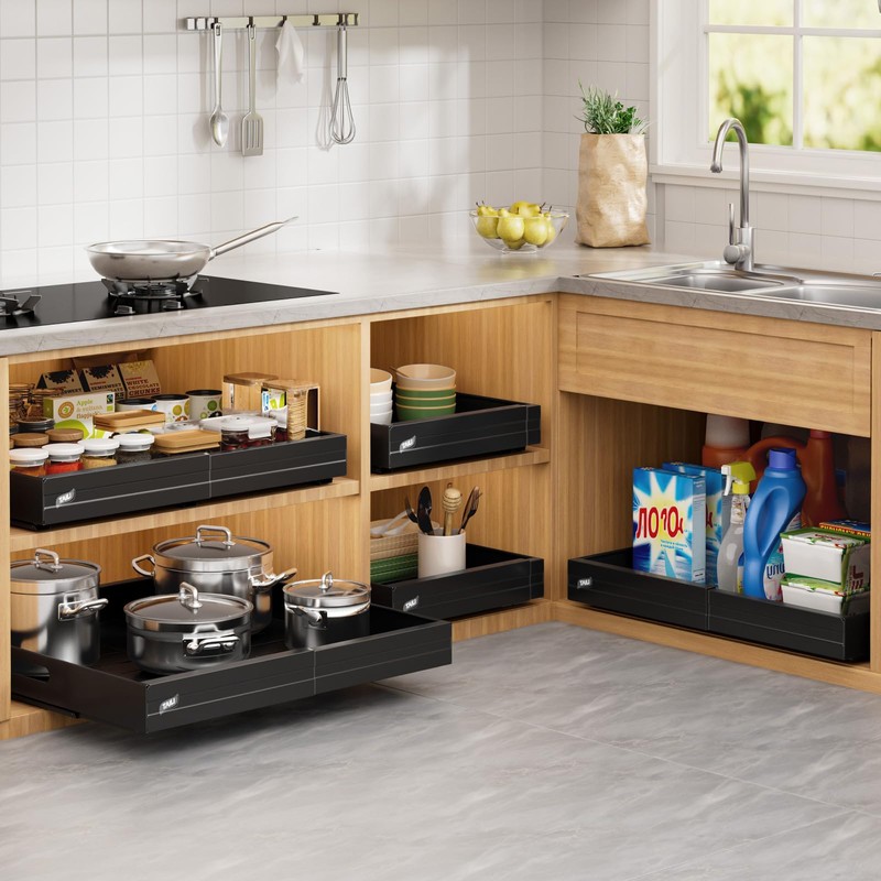 TAILI 2Pack Expandable Pull Out Cabinet Organizer, Adjustable Width 12.05"-20.4",